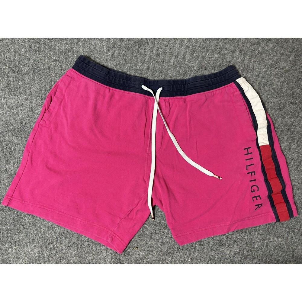 Tommy Hilfiger Sweat Shorts Mens XL Pink Drawstring 8" Inseam Casual